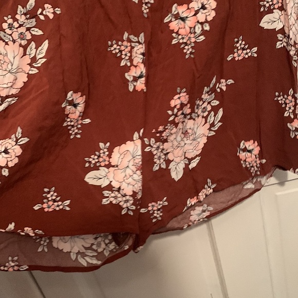 Cape Juby Red Floral Long Sleeve V-Neck Romper With Pockets - Picture 6 of 6